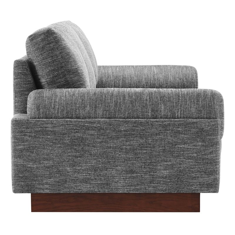 Modway Oasis Upholstered Fabric Sofa with Bolster Armrests in Gray