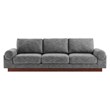 Modway Oasis Upholstered Fabric Sofa with Bolster Armrests in Gray