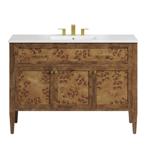 Modway Elysian 48&quot Single Sink Wood Bathroom Vanity in White/Brown