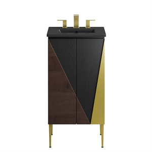 Modway Alchemist 18&quot Modern Wood Bathroom Vanity with Tapered Legs in Black