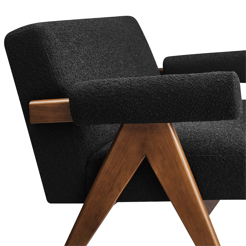 Modway Lyra Upholstered Modern Boucle Fabric Loveseat in Black
