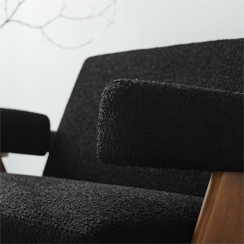 Modway Lyra Upholstered Modern Boucle Fabric Loveseat in Black