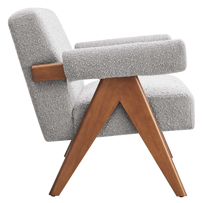 Modway Lyra Upholstered Modern Boucle Fabric Loveseat in Light Gray