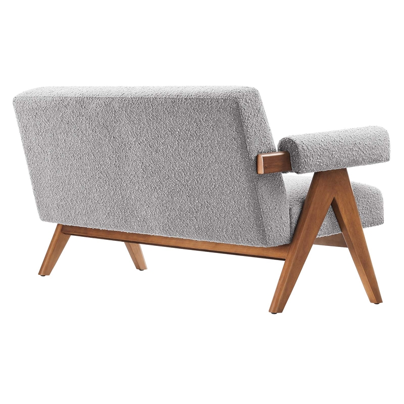 Modway Lyra Upholstered Modern Boucle Fabric Loveseat in Light Gray