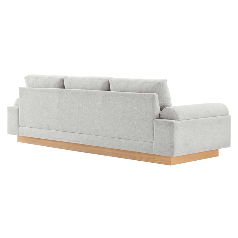 Modway Oasis Upholstered Fabric Sofa with Bolster Armrests in Light Gray