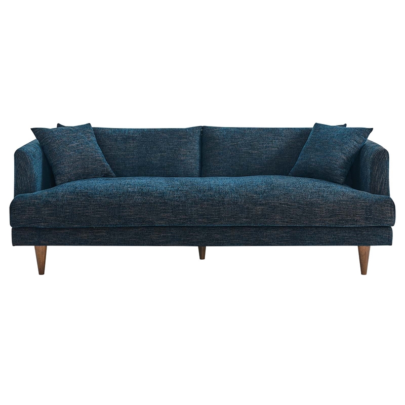 Modway Zoya Upholstered Polyester Fabric Sofa with Tapered Legs in Navy