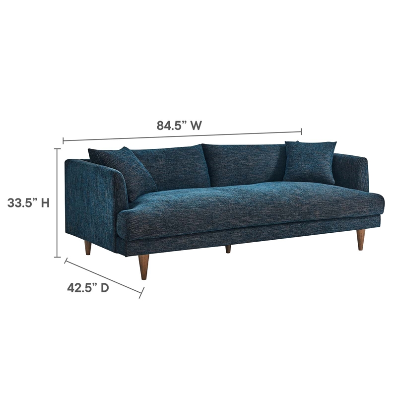 Modway Zoya Upholstered Polyester Fabric Sofa with Tapered Legs in Navy