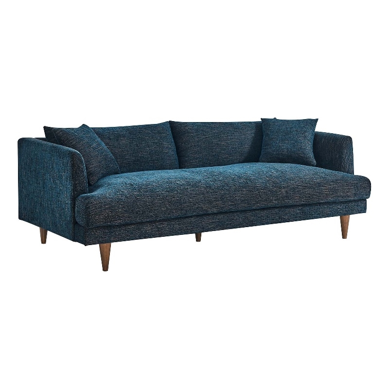 Modway Zoya Upholstered Polyester Fabric Sofa with Tapered Legs in Navy