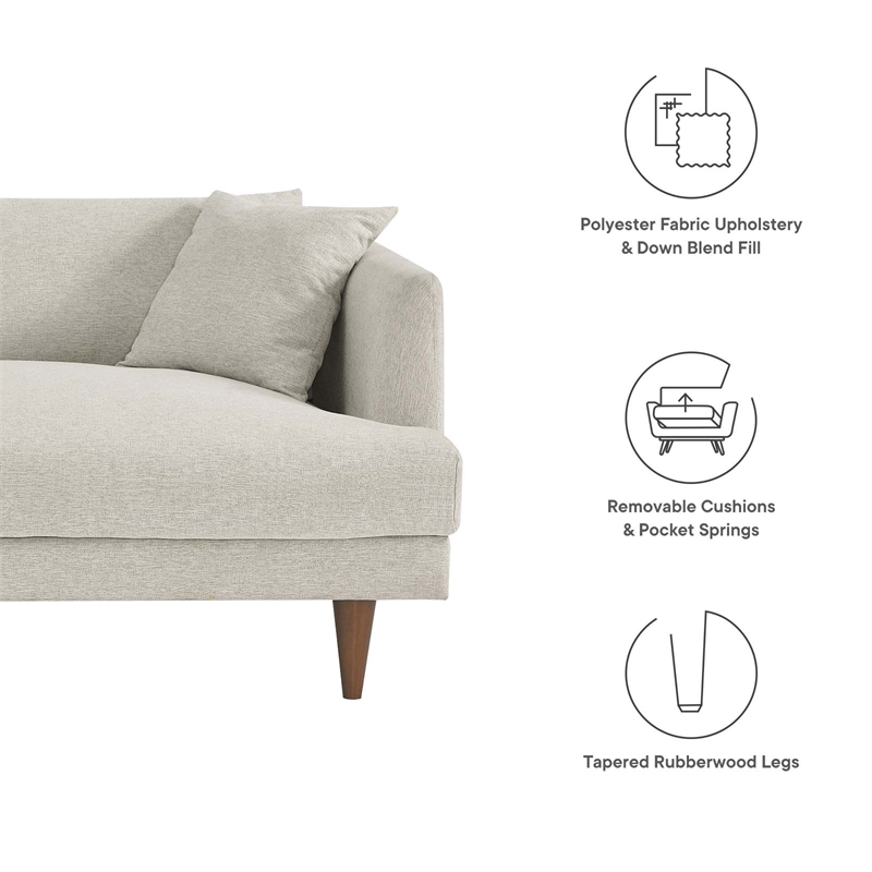 Modway Zoya Upholstered Polyester Fabric Sofa with Tapered Legs in Ivory