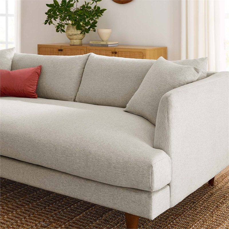 Modway Zoya Upholstered Polyester Fabric Sofa with Tapered Legs in Ivory