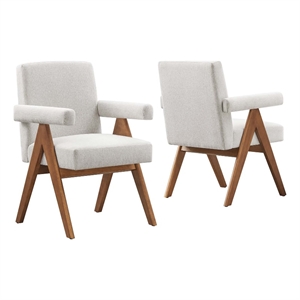 Modway Lyra 19&quot Heathered Fabric Dining Chair in Ivory (Set of 2)