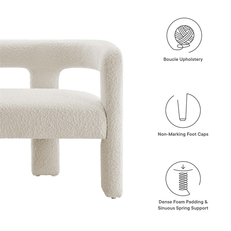 Modway Kayla Upholstered Modern Boucle Fabric Loveseat in Ivory