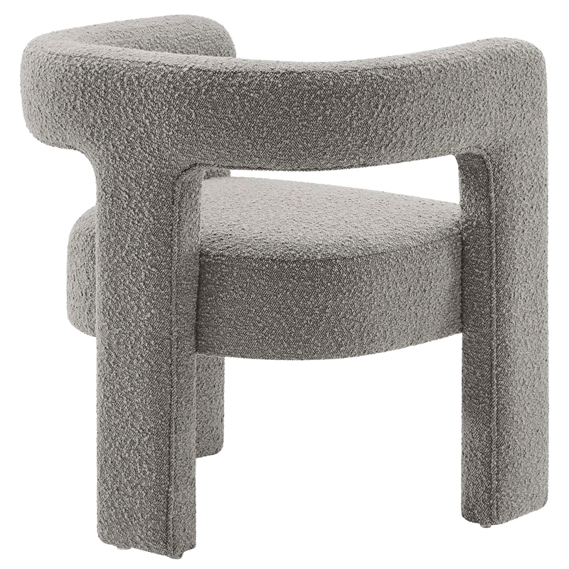 Modway Kayla Upholstered Modern Boucle Fabric Armchair in Light Gray