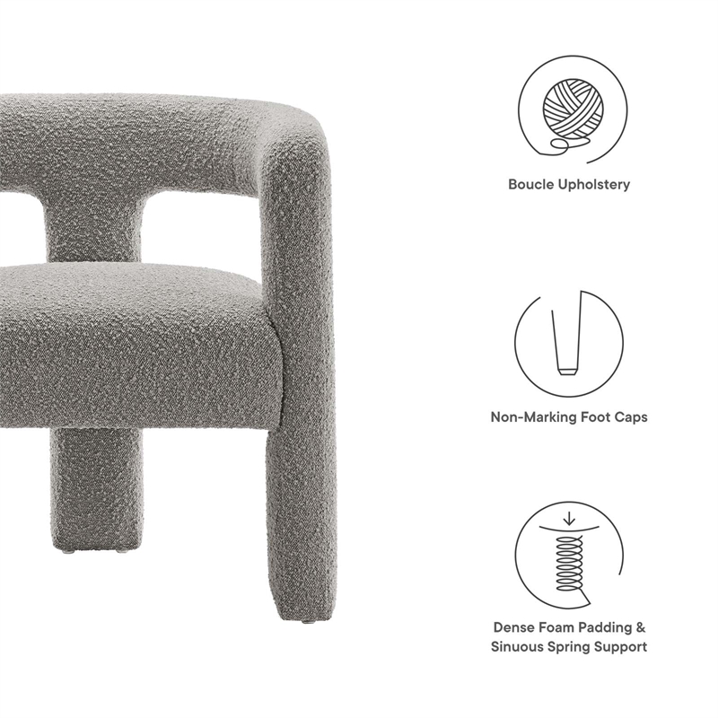 Modway Kayla Upholstered Modern Boucle Fabric Armchair in Light Gray
