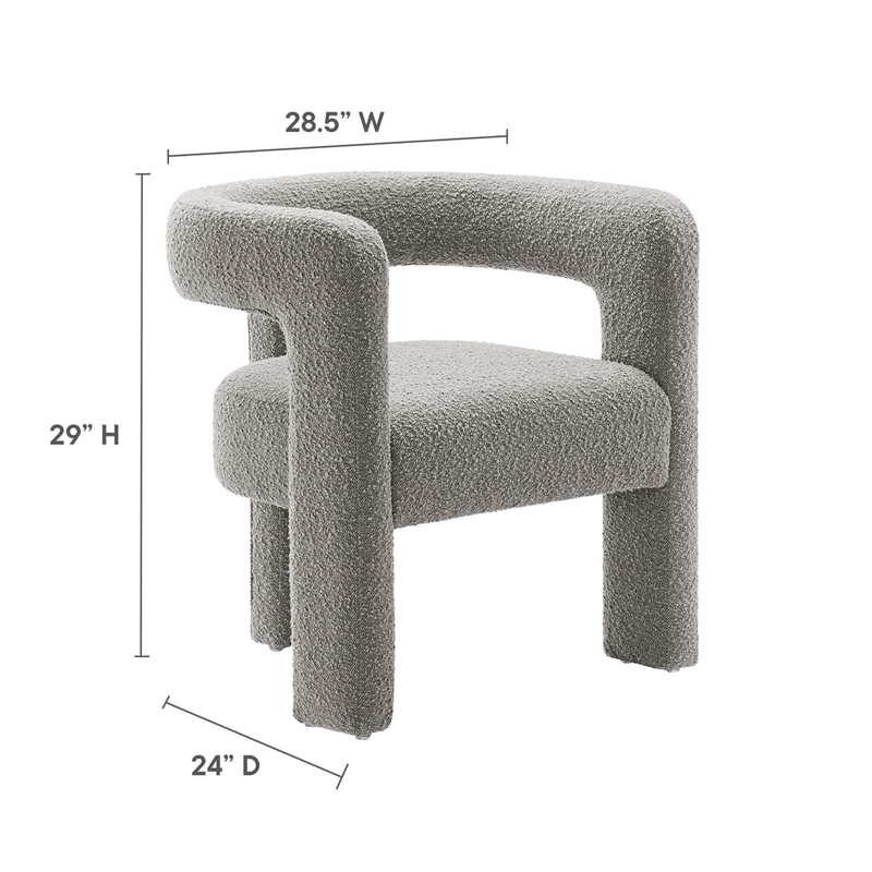 Modway Kayla Upholstered Modern Boucle Fabric Armchair in Light Gray