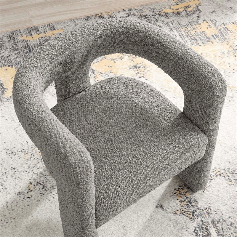 Modway Kayla Upholstered Modern Boucle Fabric Armchair in Light Gray