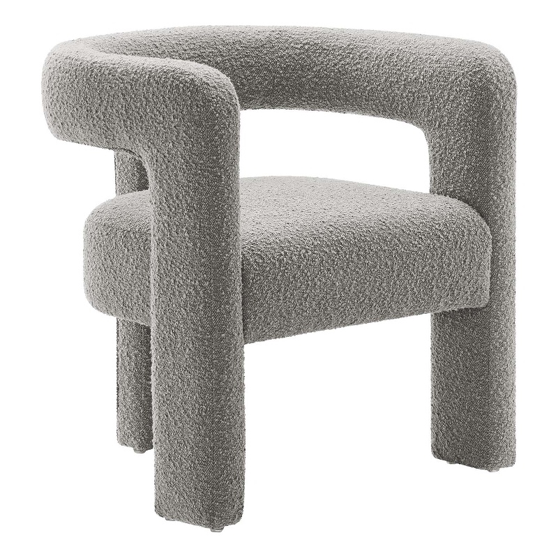 Modway Kayla Upholstered Modern Boucle Fabric Armchair in Light Gray