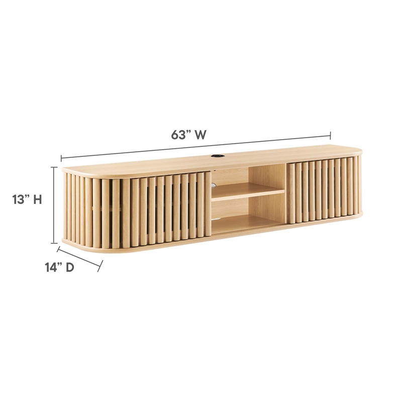 Modway Fortitude Wall-Mounted Wood TV Stand for TVs up to 70
