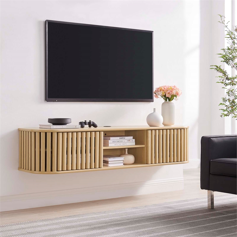 Modway Fortitude Wall-Mounted Wood TV Stand for TVs up to 70