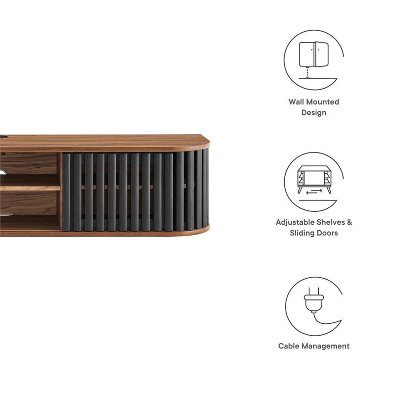 Modway Fortitude Wall-Mounted Wood TV Stand for TVs up to 70