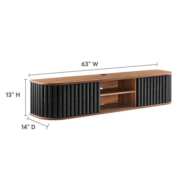 Modway Fortitude Wall-Mounted Wood TV Stand for TVs up to 70