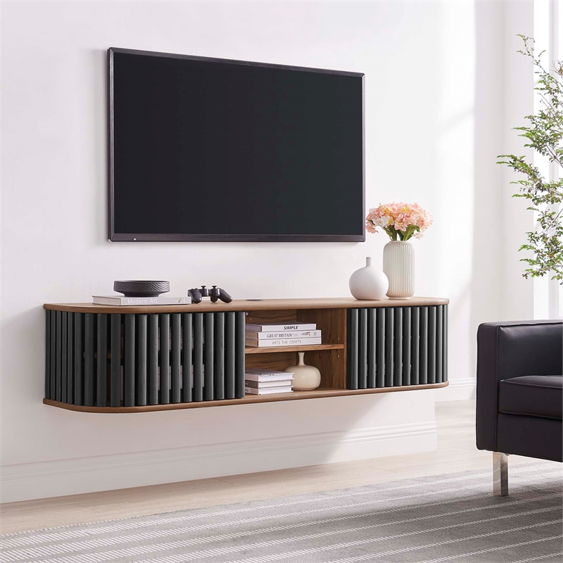 Modway Fortitude Wall-Mounted Wood TV Stand for TVs up to 70