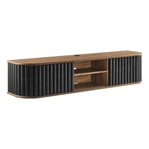 Modway Fortitude Wall-Mounted Wood TV Stand for TVs up to 70&quot in Walnut/Black