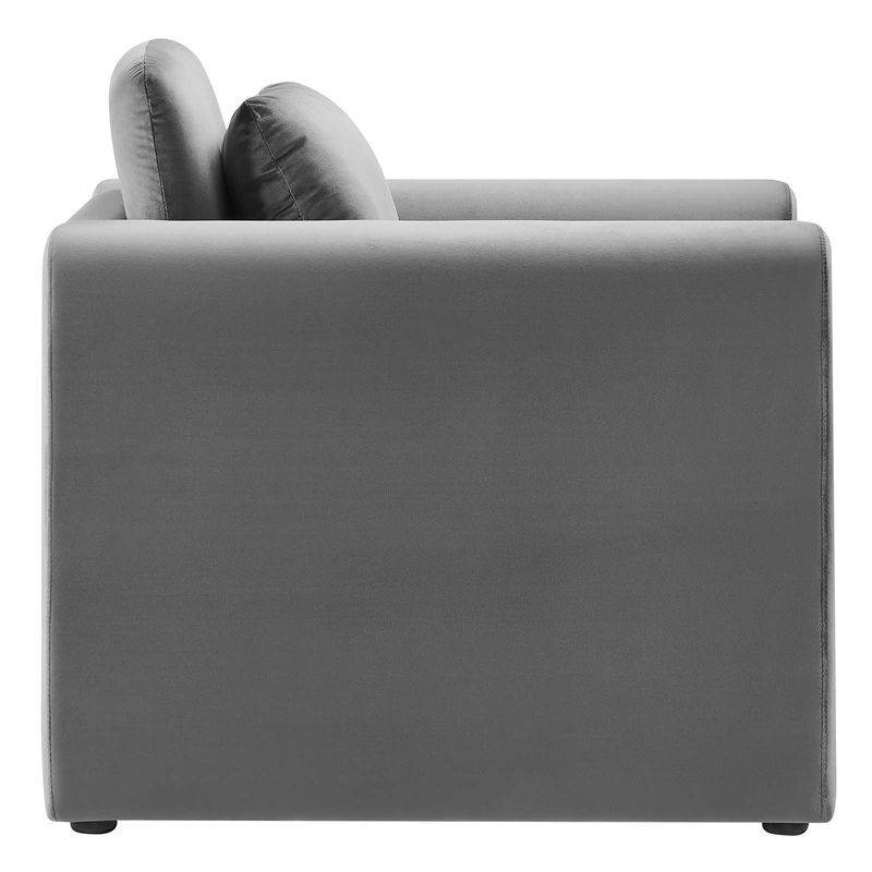 Modway Waverly Upholstered Modern Velvet Fabric Armchair in Gray