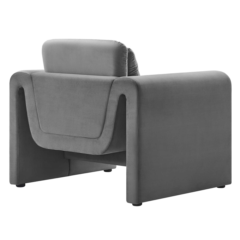 Modway Waverly Upholstered Modern Velvet Fabric Armchair in Gray