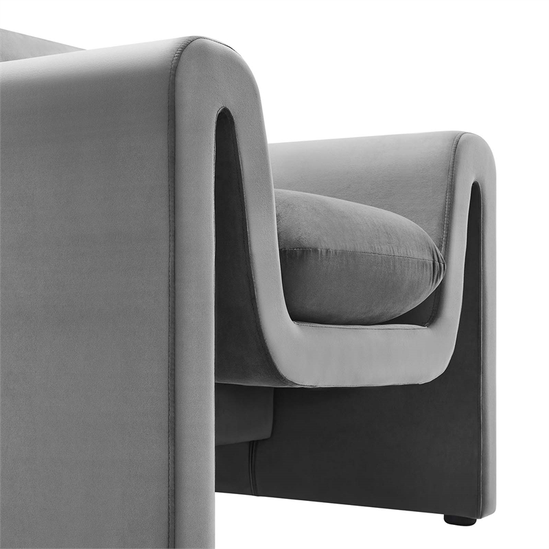 Modway Waverly Upholstered Modern Velvet Fabric Armchair in Gray