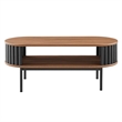Modway Fortitude Oval Wood Coffee Table with Open Storage in Walnut/Black