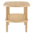 Modway Torus Oval Wood Coffee Table with Lower Rattan Shelf in Oak