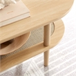 Modway Torus Oval Wood Coffee Table with Lower Rattan Shelf in Oak