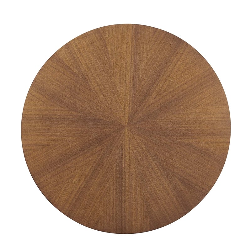 Modway Crossroads Round Modern Wood Coffee Table with Legs in Walnut