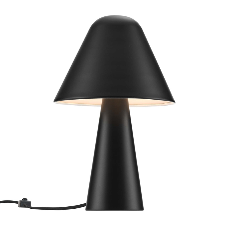 Modway Jovial Metal Mushroom Table Lamp with Swivel Shade in Black