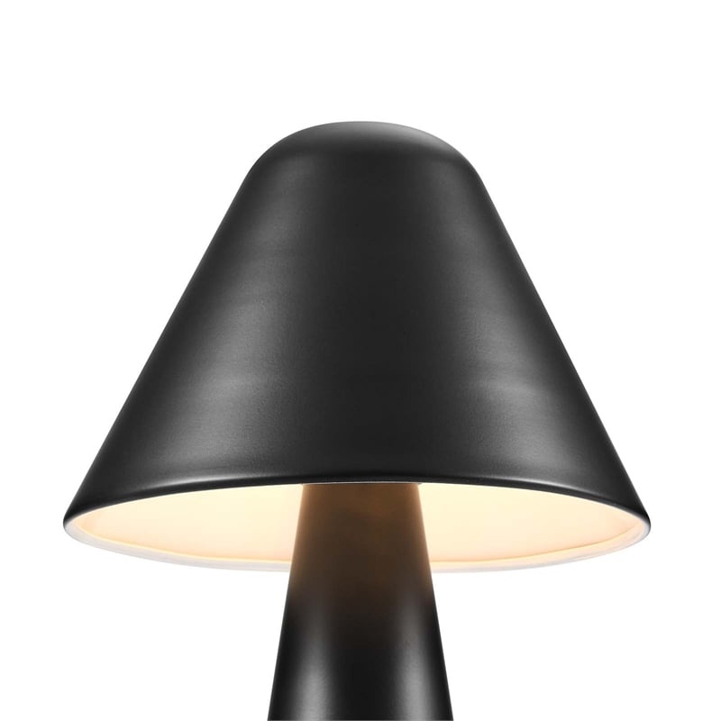 Modway Jovial Metal Mushroom Table Lamp with Swivel Shade in Black