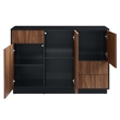 Modway Holden 3-Drawer Wood Sideboard with 3 Hinged Doors in Black/Walnut