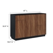 Modway Holden 3-Drawer Wood Sideboard with 3 Hinged Doors in Black/Walnut