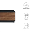 Modway Holden 2-Drawer Wood Coffee Table in Black and Walnut