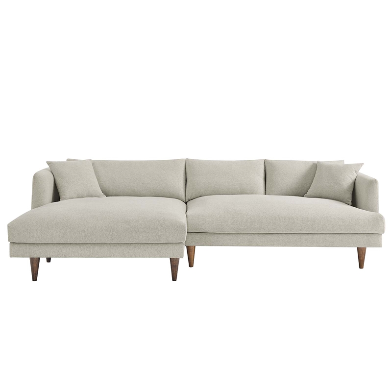 Modway Zoya 2-Piece Fabric Left-Facing Sectional Sofa in Heathered Weave Ivory