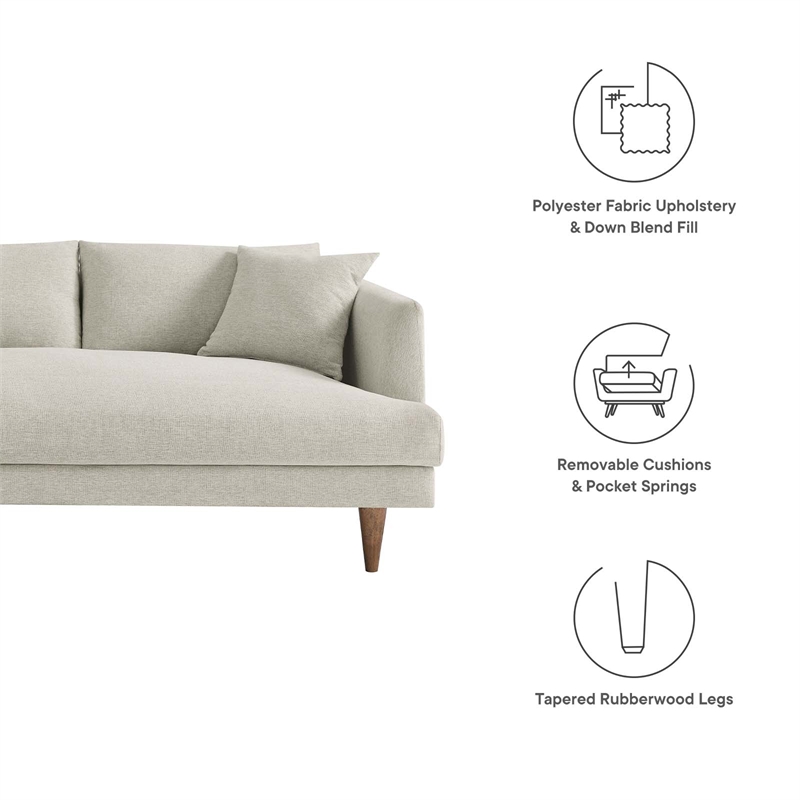 Modway Zoya 2-Piece Fabric Left-Facing Sectional Sofa in Heathered Weave Ivory