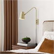 Modway Faye Metal & Fabric Wall Sconce with Swivel Arm in Satin Brass