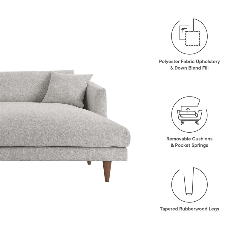 Modway 2-Piece Right-Facing Fabric Sectional Sofa with Tapered Legs in Gray