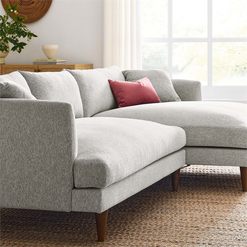 Modway 2-Piece Right-Facing Fabric Sectional Sofa with Tapered Legs in Gray
