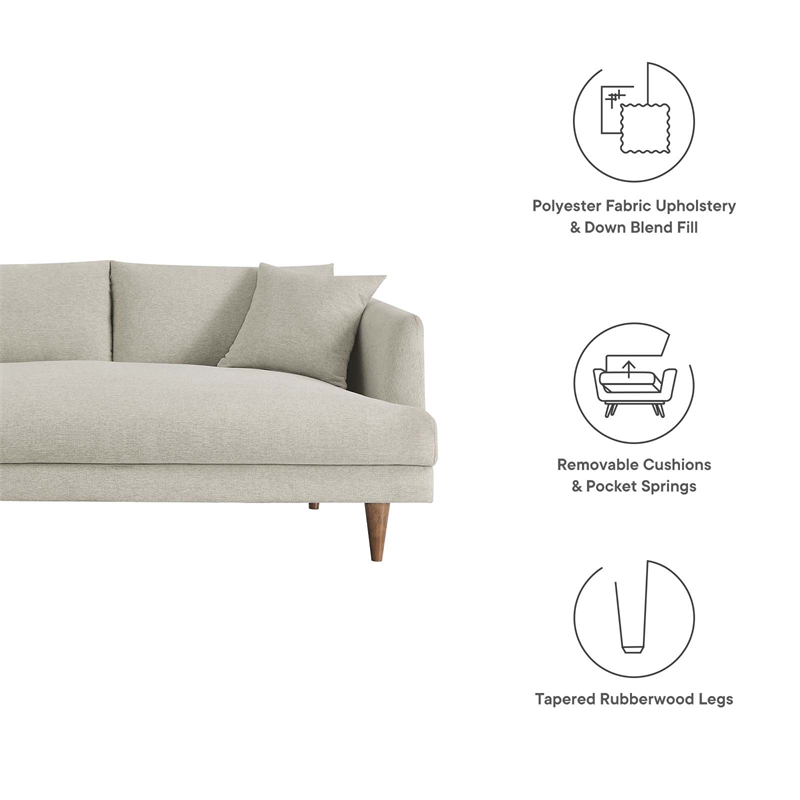 Modway Zoya 3-Piece Fabric Sectional Sofa in Heathered Weave Ivory