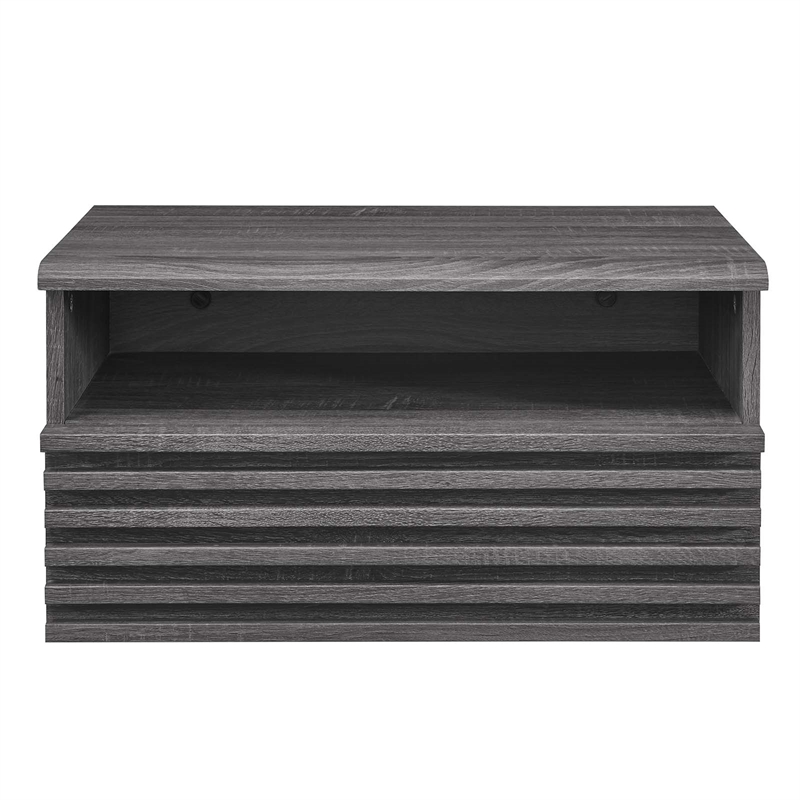 Modway Render 1-Drawer Wall-Mount Modern Wood Nightstand in Charcoal