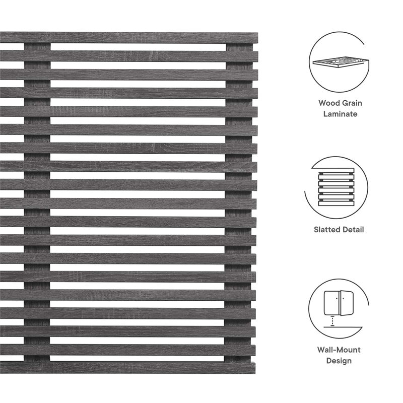 Modway Render Wall Mount Modern Wood Twin Headboard in Charcoal