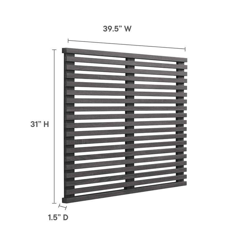 Modway Render Wall Mount Modern Wood Twin Headboard in Charcoal