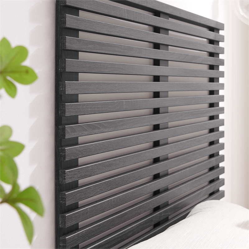 Modway Render Wall Mount Modern Wood Twin Headboard in Charcoal