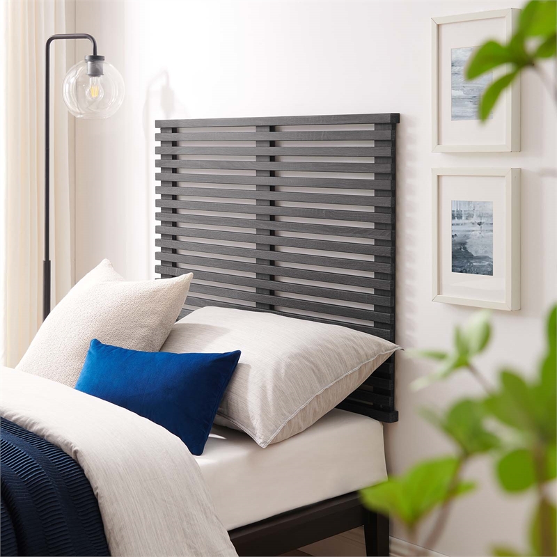 Modway Render Wall Mount Modern Wood Twin Headboard in Charcoal